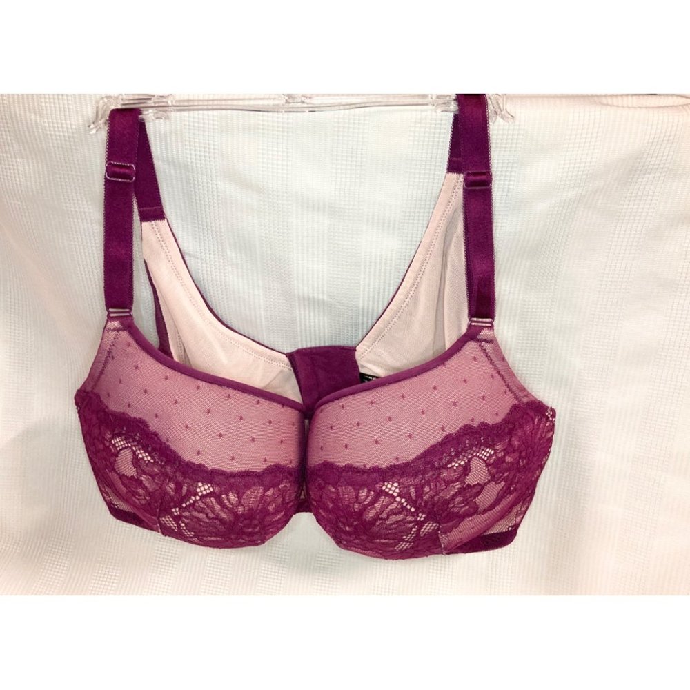 Torrid Curve 40DD Balconette Flower Unlined Mesh Straight Purple Lace Bra